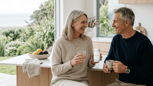 Couple having tea for breakfast in a New Zealand Setting 