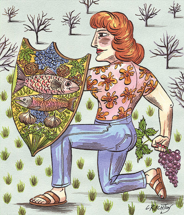 An illustration of a woman fighting off disease